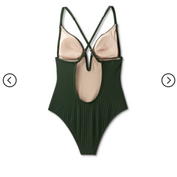 Shade and Shore Ribbed Plunge Front V-Wire One Piece Swimsuit - M - NWT - Picture 7 of 8